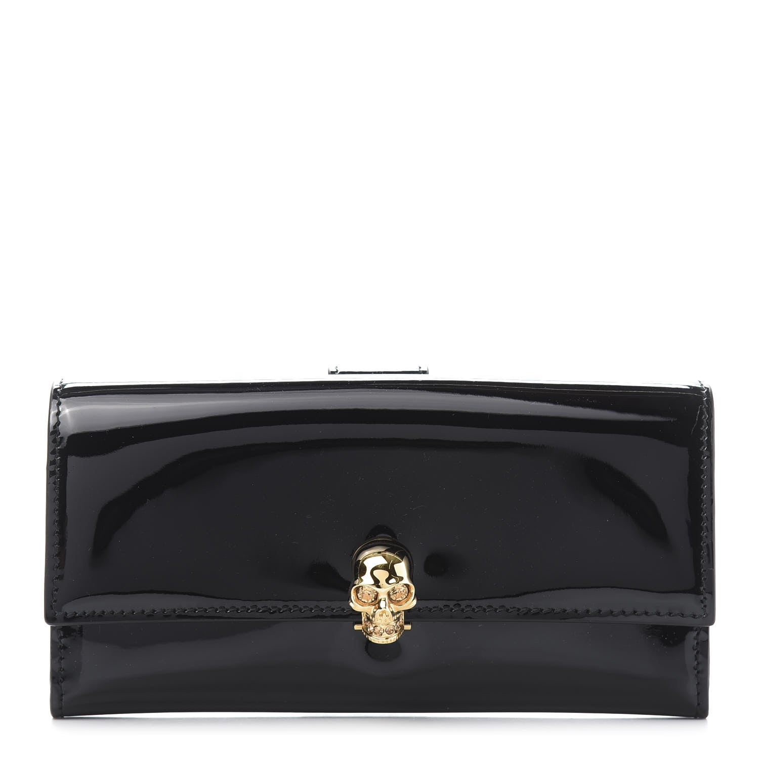 Alexander McQueen Patent Skull Continental Wallet Black 1 of 11