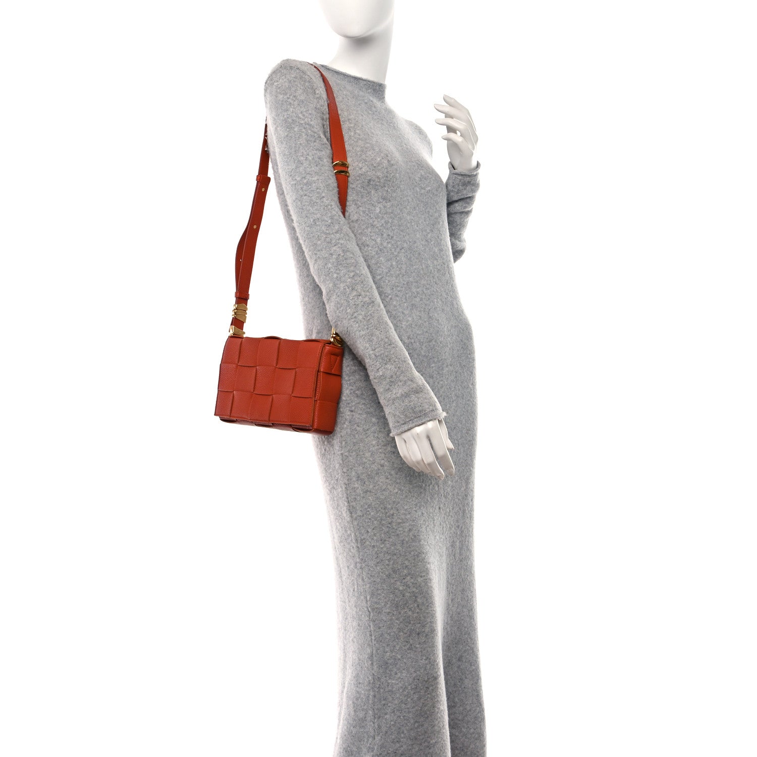 Bottega Veneta Grained Calfskin Maxi Intrecciato Cassette Crossbody Bag Burned Orange 3 of 10