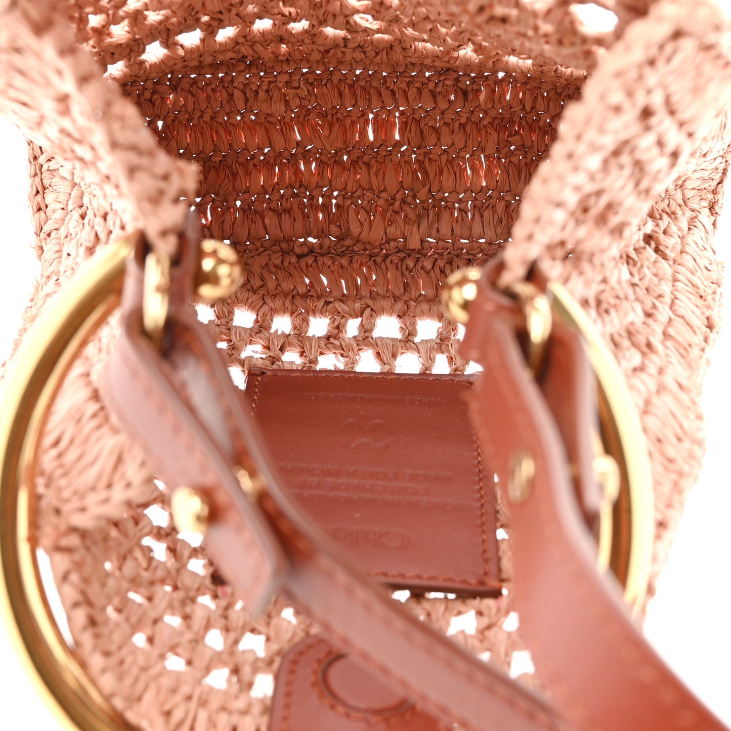 Raffia Calfskin Mini Summer Banana Tote Summery Beige