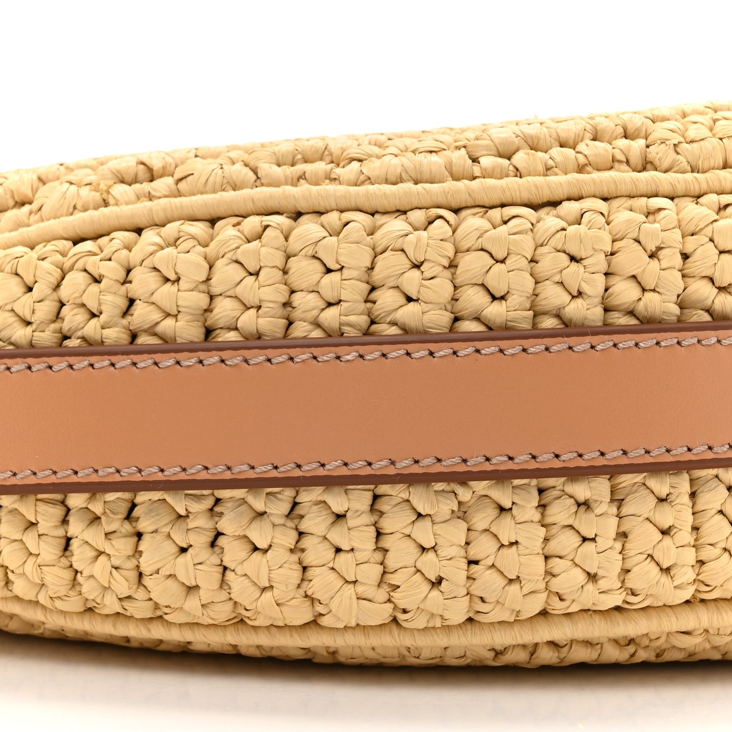 Yarn Raffia Effect Crochet Arque Shoulder Bag Natural