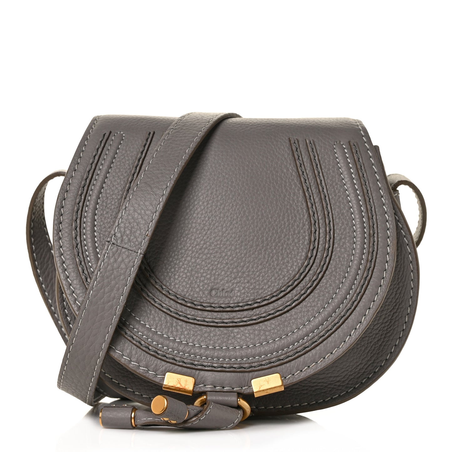 Calfskin Mini Marcie Round Crossbody Bag Cashmere Grey