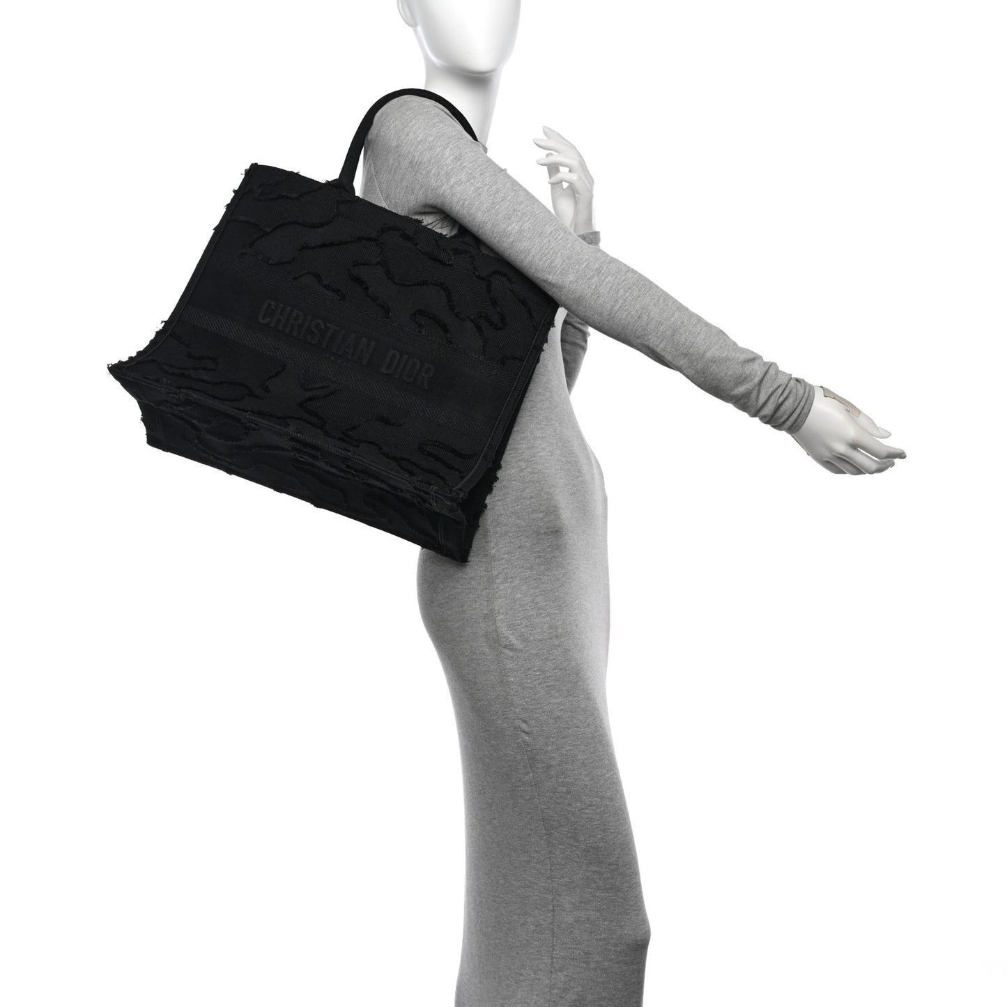 Canvas Embroidered Camouflage Book Tote Black