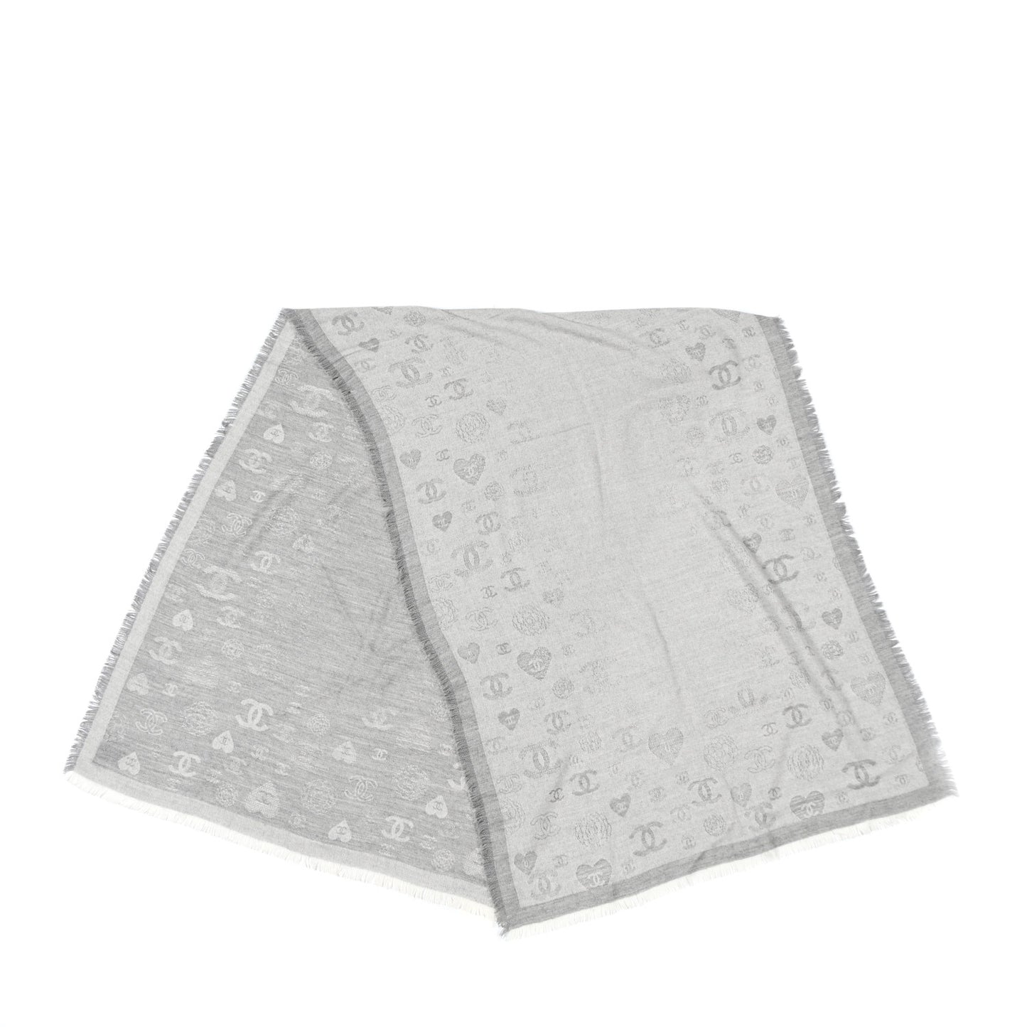 Cashmere Silk CC Heart Scarf Grey