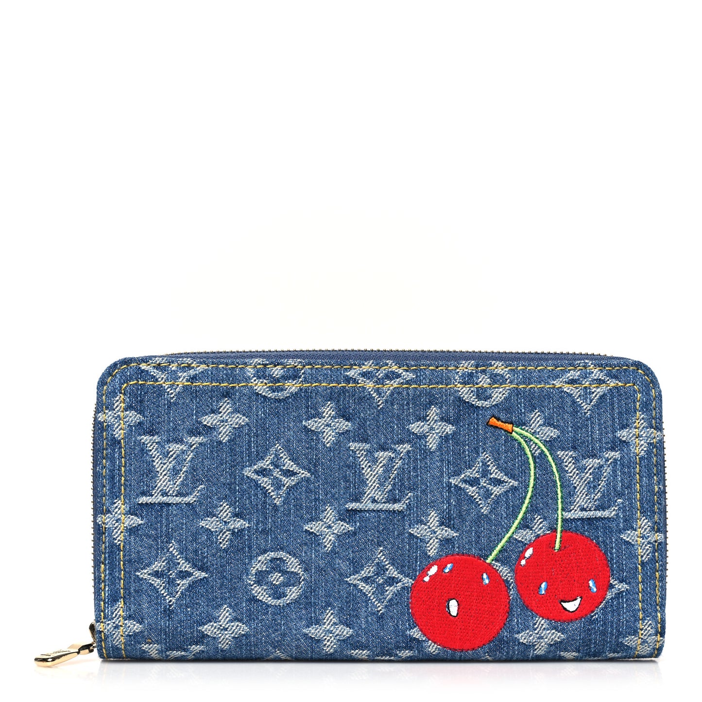 LV X TM Monogram Denim Cerises Zippy Wallet Blue
