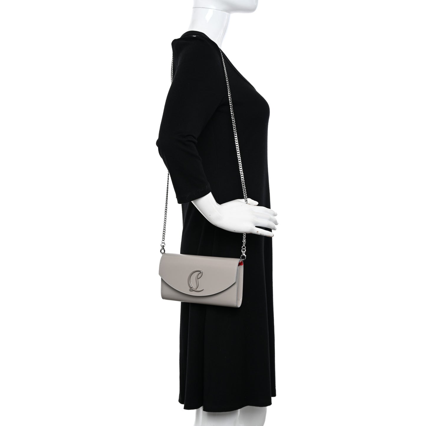 Patent Calfskin Loubi54 Wallet On Chain Goose
