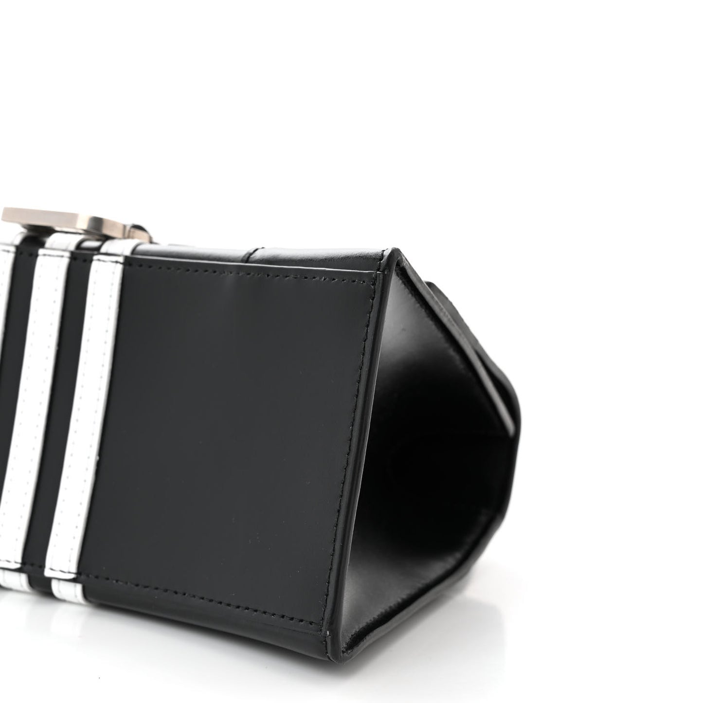 X ADIDAS Shiny Box Calfskin Small Hourglass Top Handle Bag Black White
