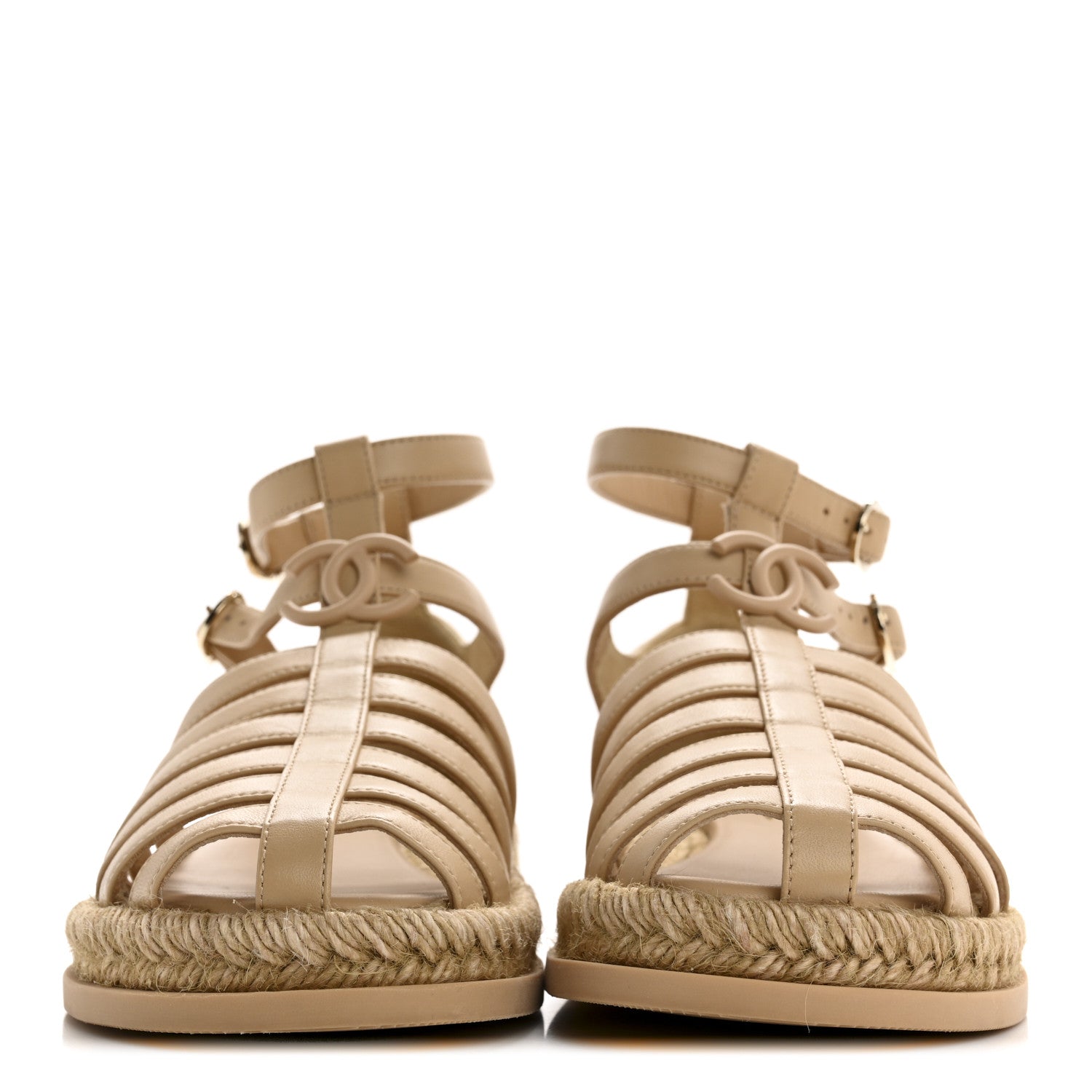 Chanel Lambskin Espadrille Sandals 36 Beige 3 of 10