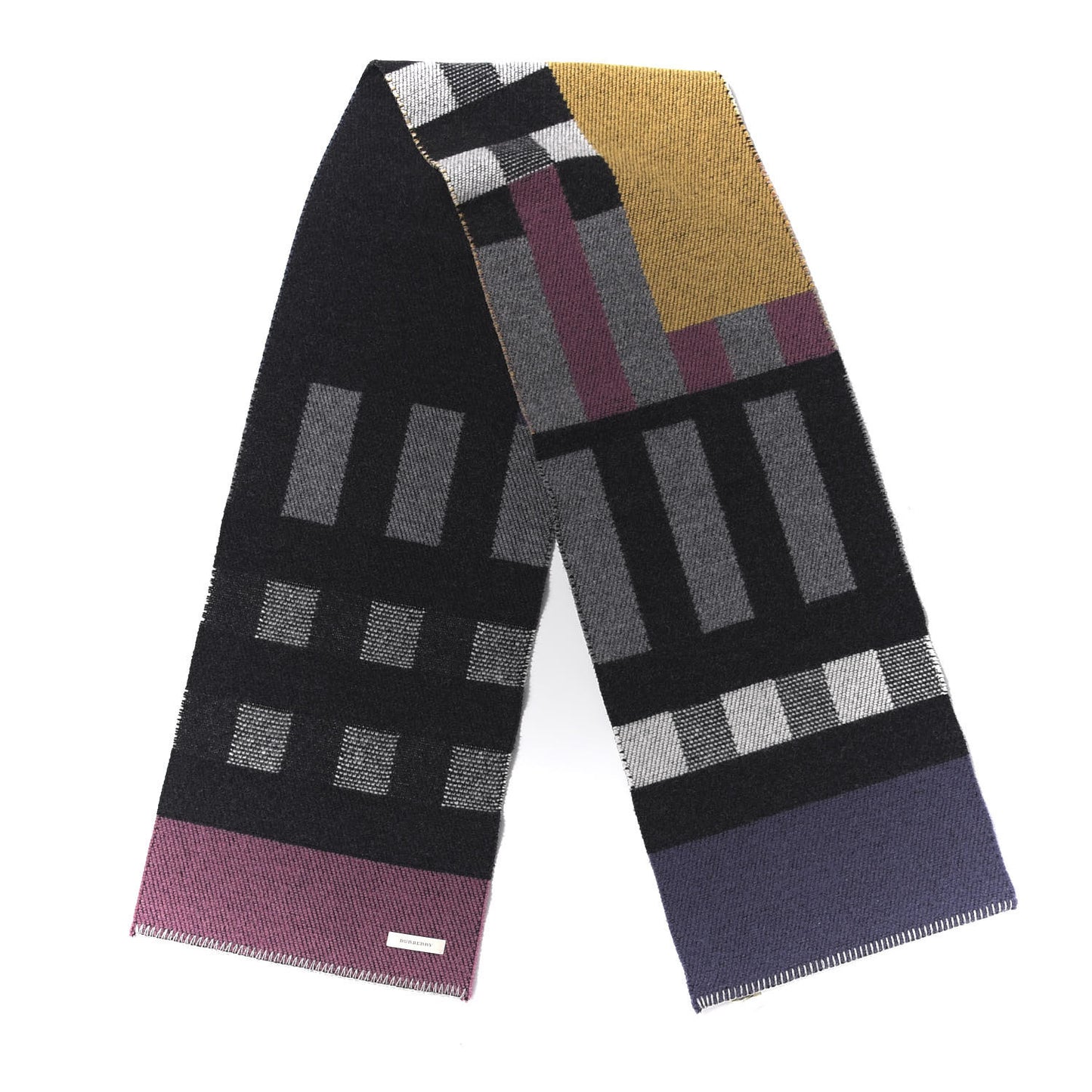 Cashmere Wool Patchwork Check Blanket Scarf Mauve Pink
