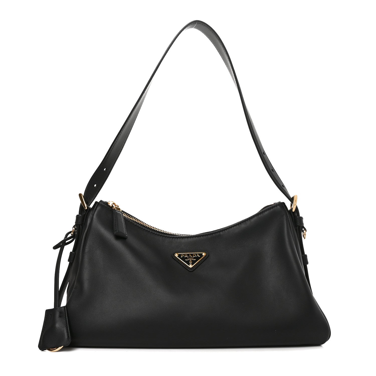 Prada Soft Calfskin Medium Aimee Shoulder Bag Black 1912674