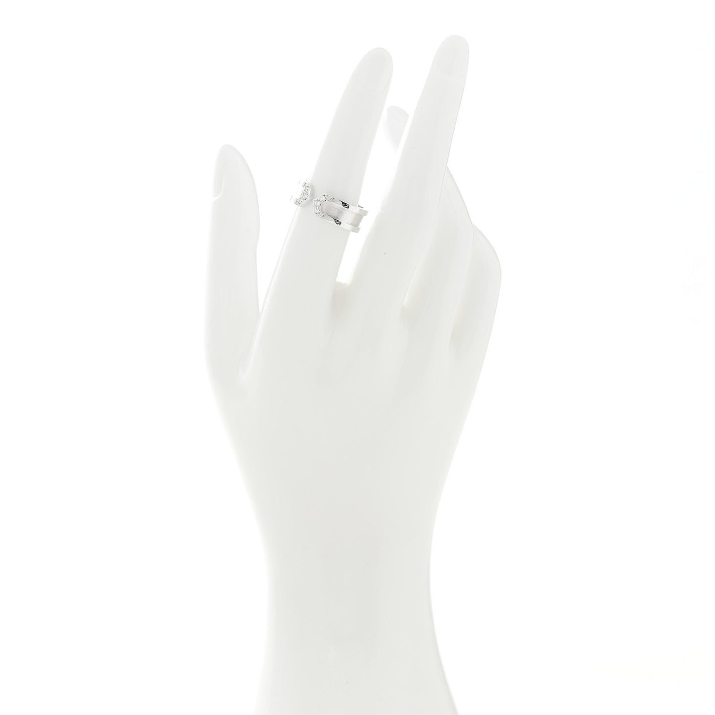 18K White Gold Diamond 6.5mm Logo De Cartier Ring 52 6