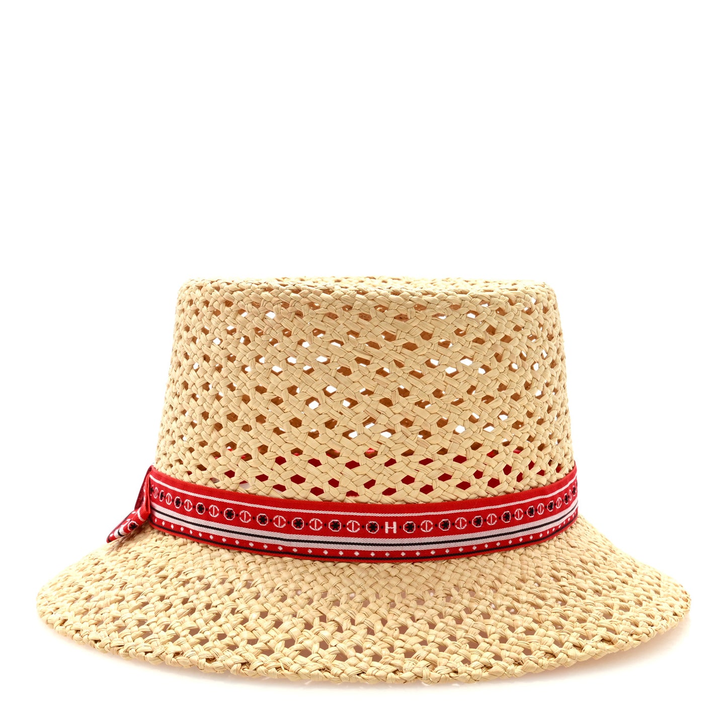 Straw Adele Panama Hat 56 Black Naturel Rouge