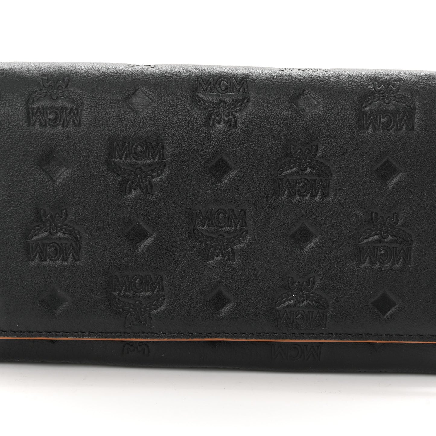 Calfskin Ottomar Klara Tri Fold Phone Wallet On Strap Black