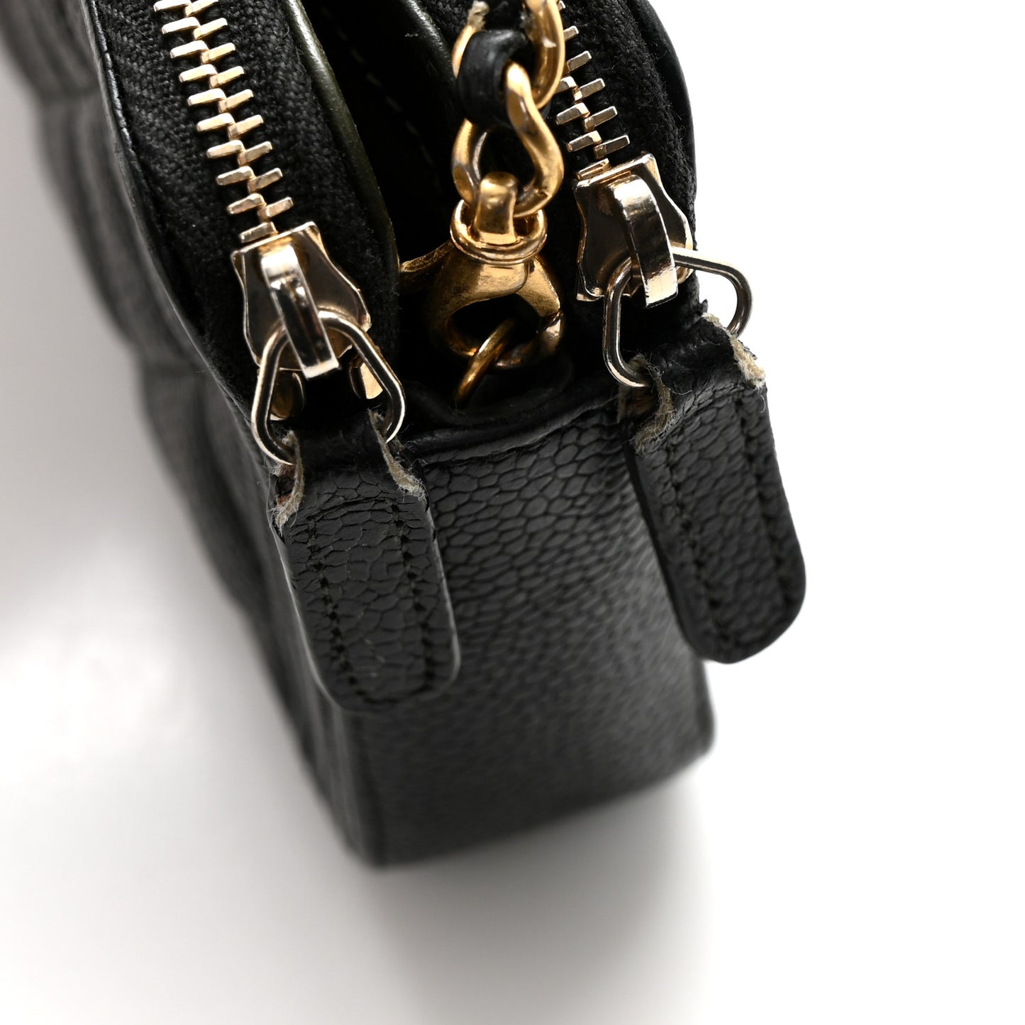 Caviar Quilted Small Boy Clutch With Chain Black