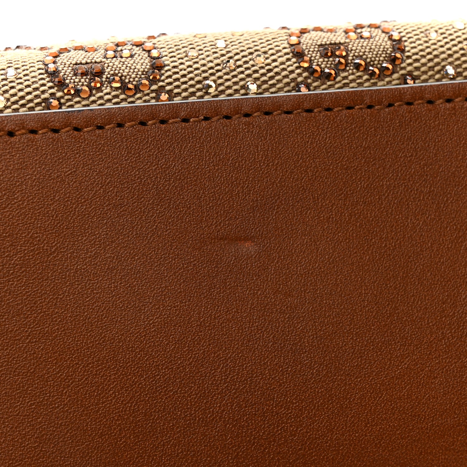 Gucci New Canvas Charisma Calfskin Crystal GG Monogram Mini Diana Tote Bag Camel Ebony 12 of 12
