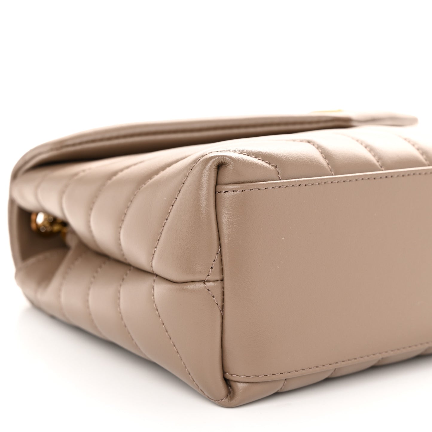 Calfskin Y Quilted Monogram Small Loulou Chain Satchel Dark Beige