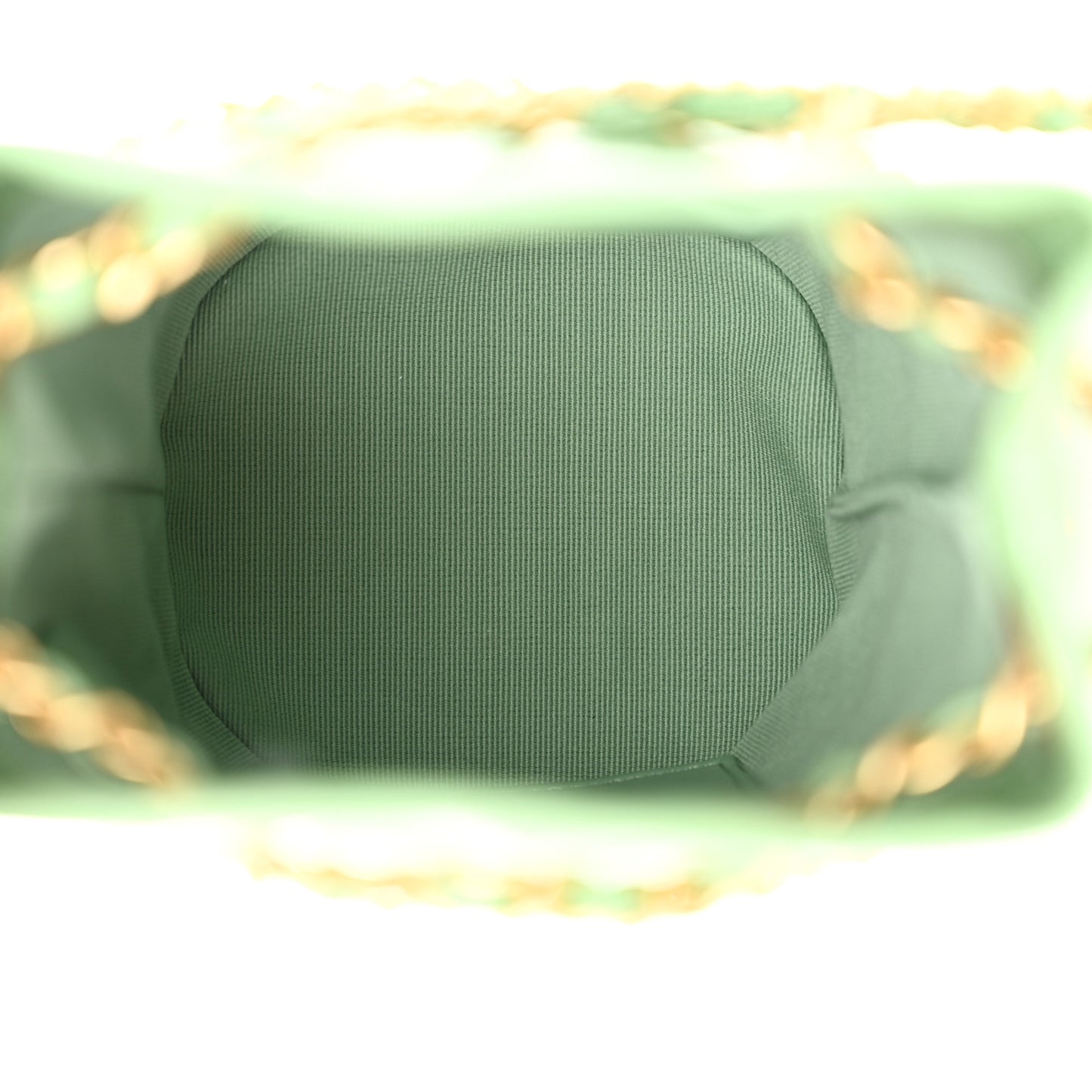 Shiny Lambskin Quilted Nauticoco Bucket Light Green