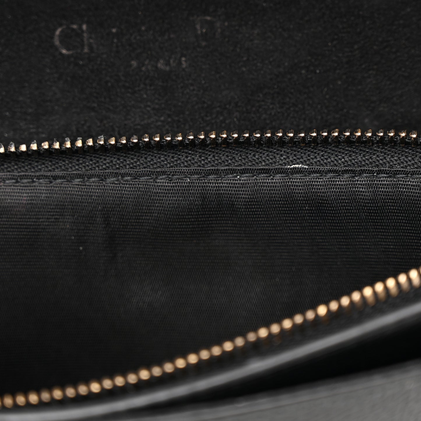 Grained Calfskin Saddle Chain Wallet Pouch Black