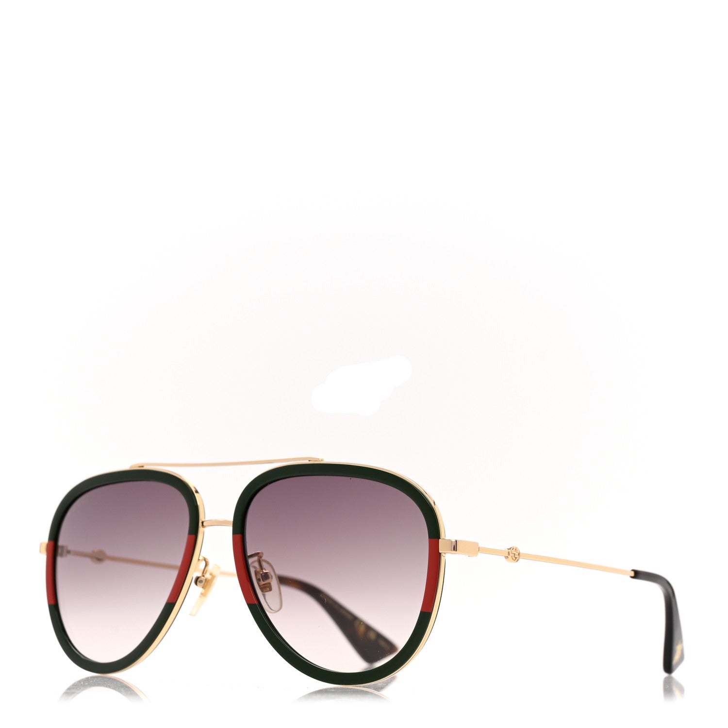Gucci GG0062S Aviator Green/Red Web Logo Stripe Detail Sunglasses Gucci Web Aviator Sunglasses GG0062S Green Red 1665456  main image 4