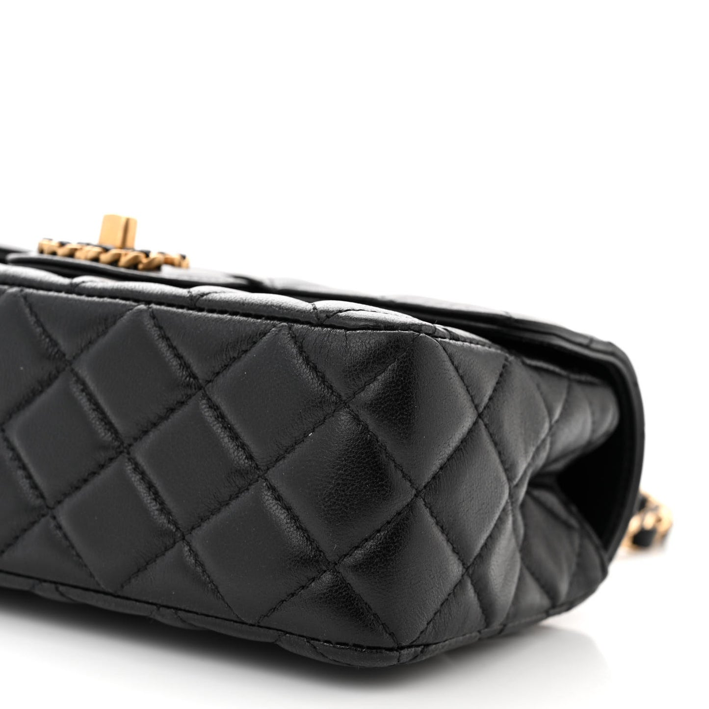Lambskin Quilted Mini Strass On Top Flap Black
