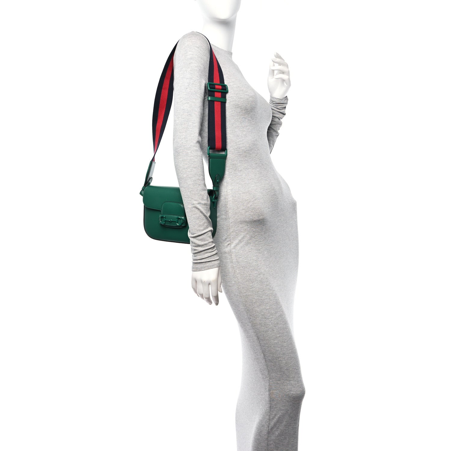 Gucci Azalea Calfskin Web Monochrome Horsebit 1955 Shoulder Bag Emerald 2 of 11