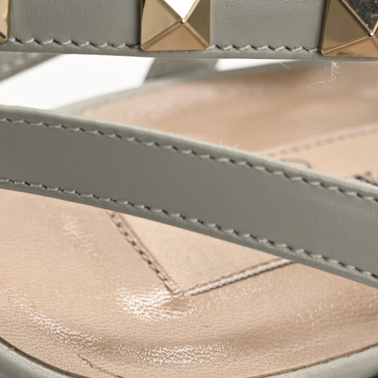 Valentino Garavani Calfskin Rockstud Ankle Wrap 35/75mm Platform Sandals 41 Opal Grey 17 of 17