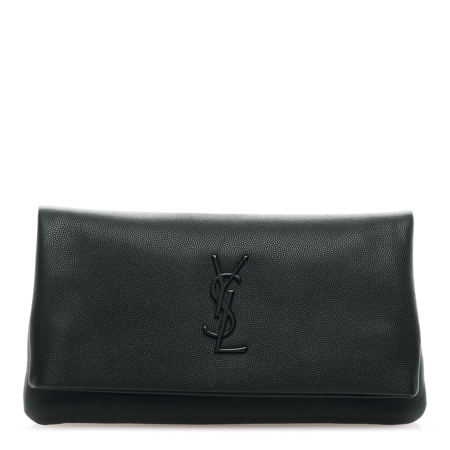 Saint Laurent Grain De Poudre West Hollywood Monogram Fold Over Clutch Black 1 of 6