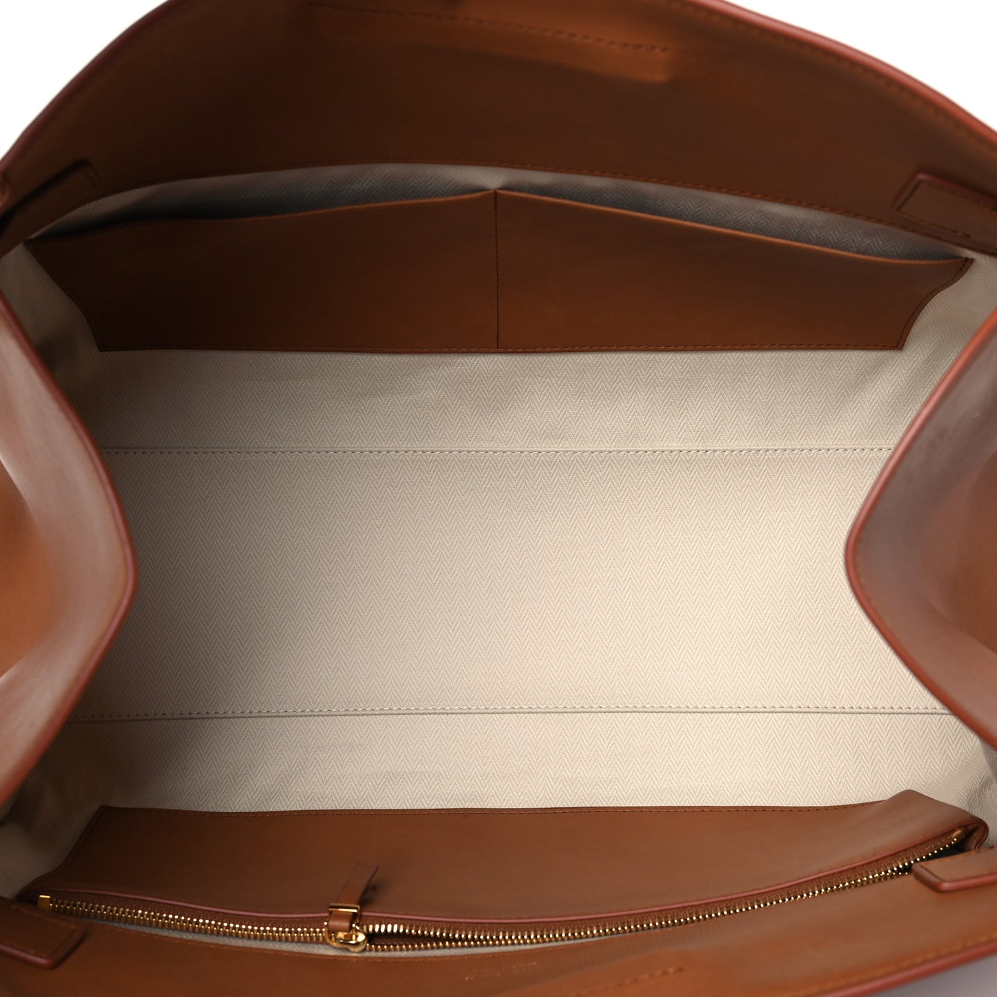 Polished Saddle Calfskin Margaux EW Clutch Brandy