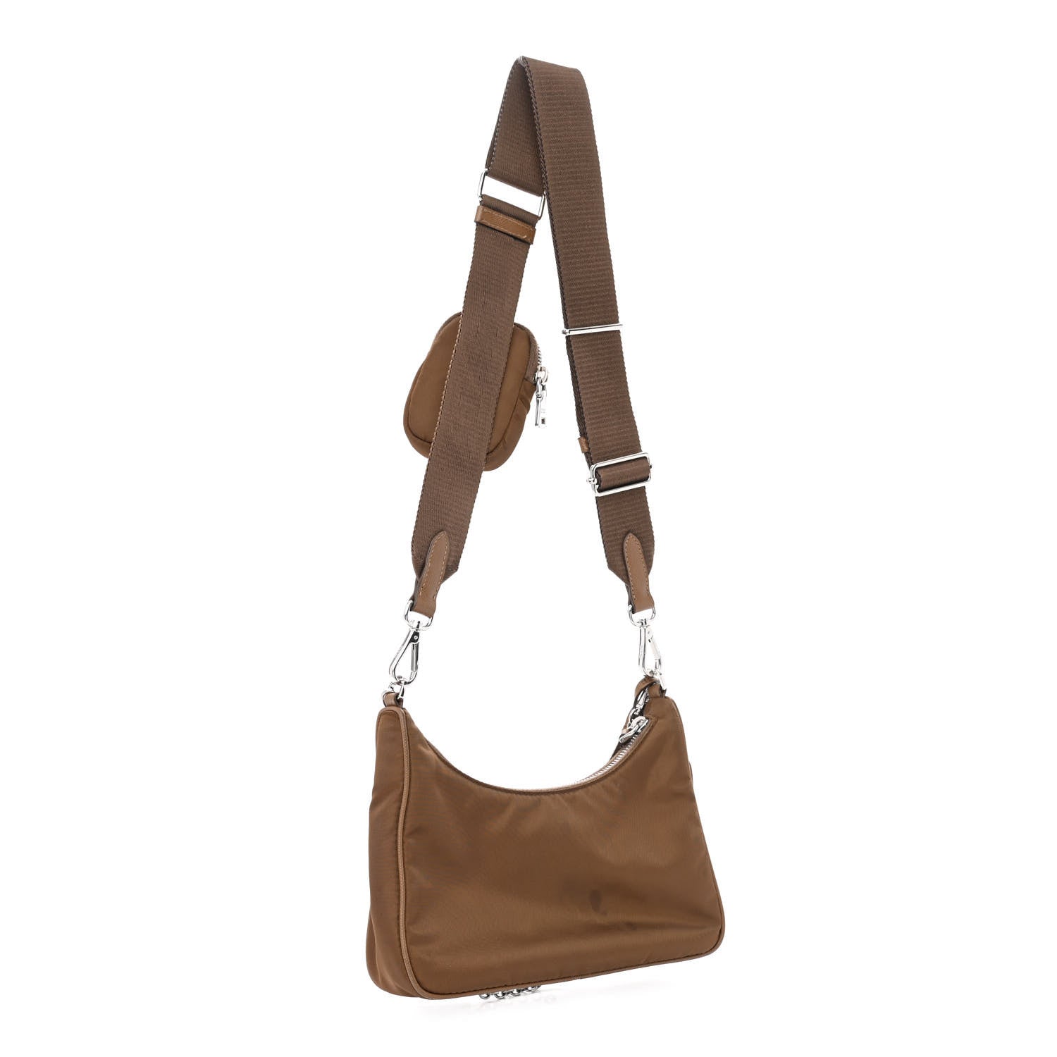 Prada Tessuto Nylon Saffiano Re-Edition 2005 Shoulder Bag Cacao 3 of 16