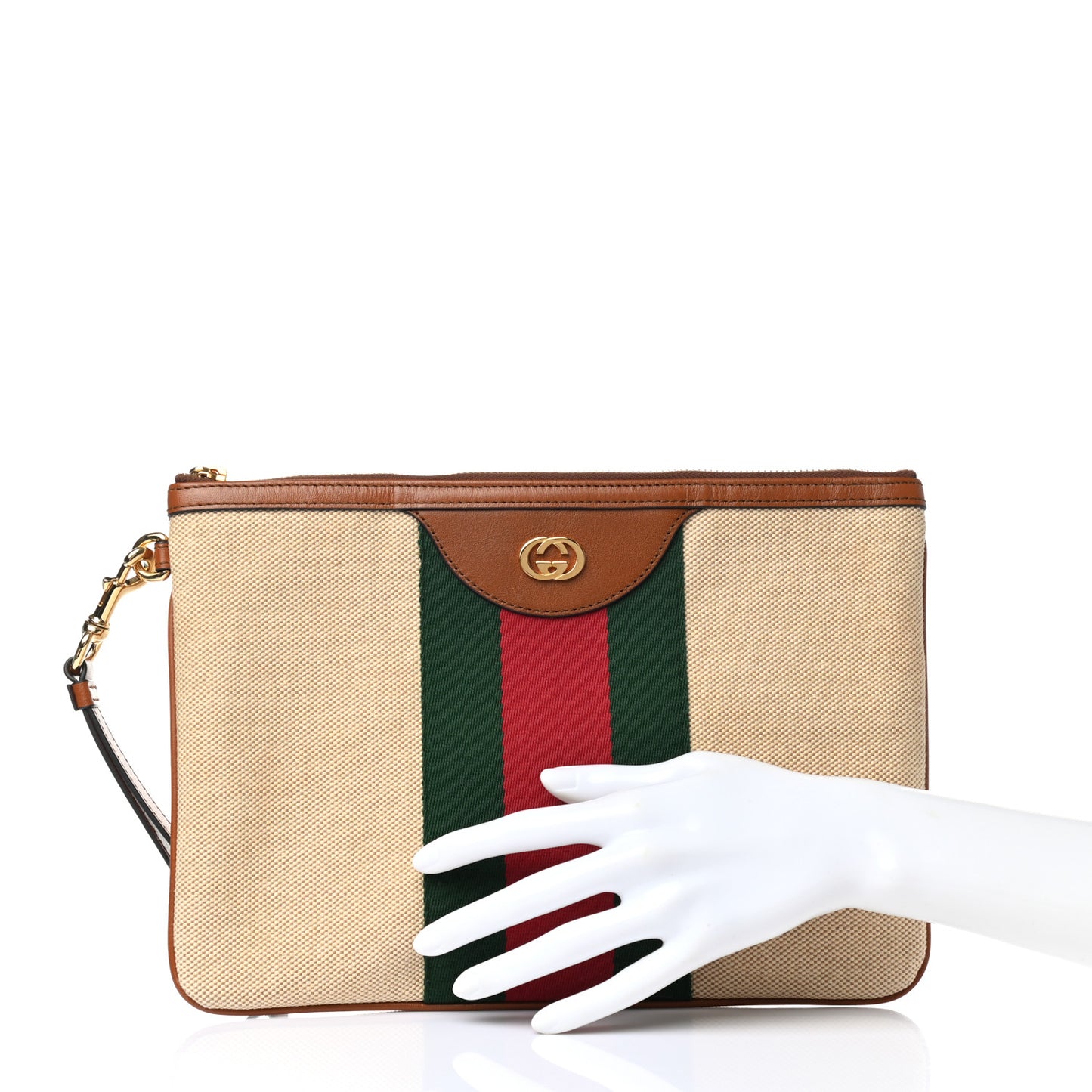 Vintage Canvas Web Pouch Sand Cuir