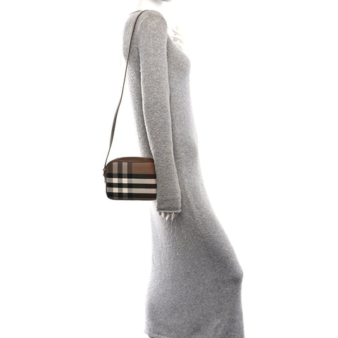 Calfskin House Check Camera Bag Earth