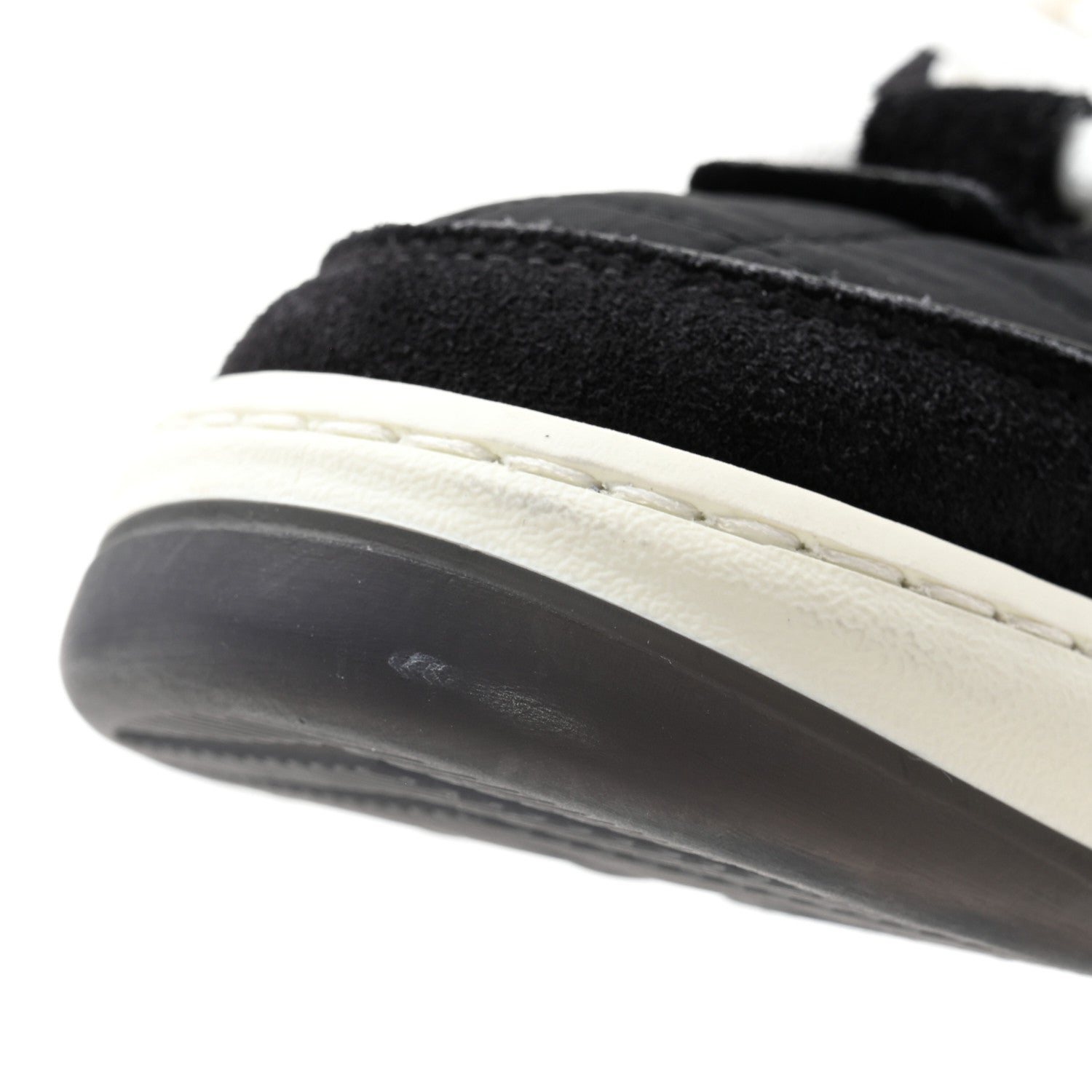 Chanel Suede Fabric Calfskin Womens CC Sneakers 35.5 Black White 10 of 12