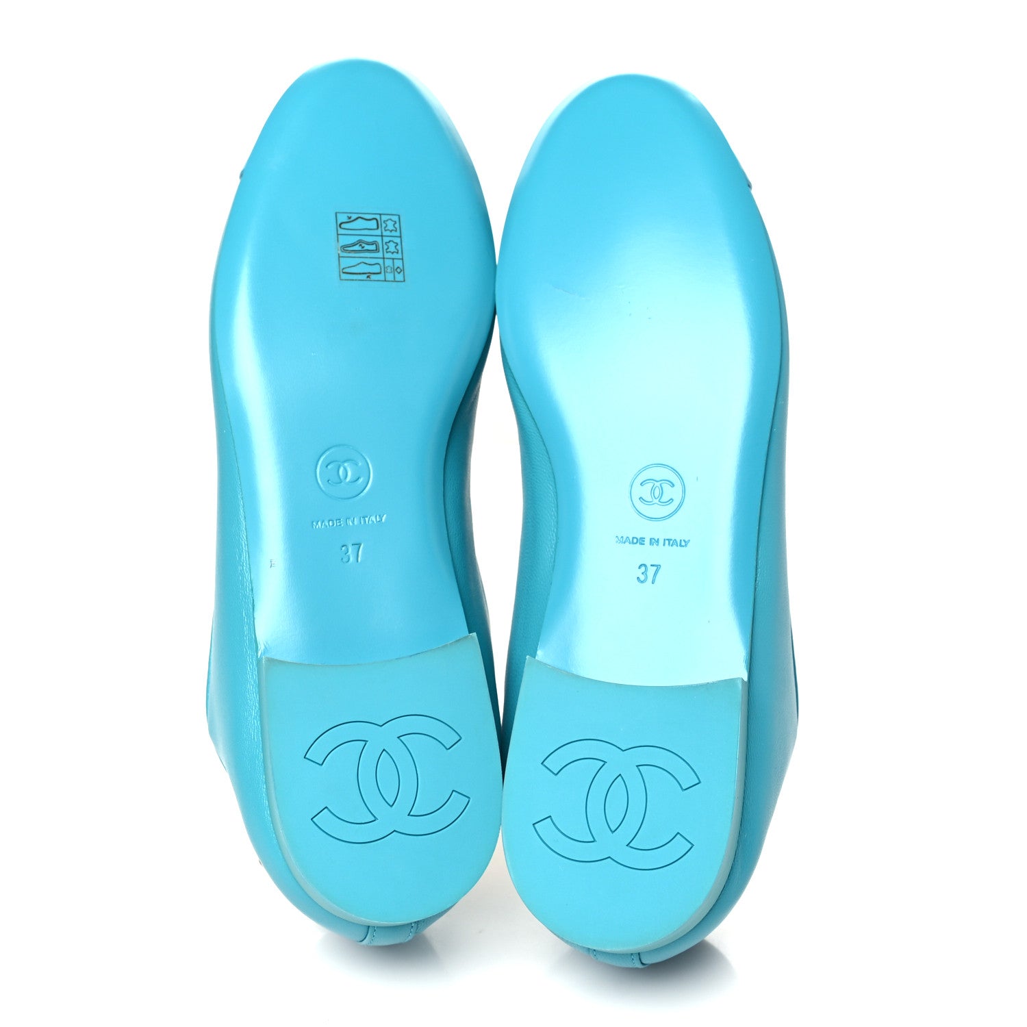 Chanel Lambskin Patent Calfskin Cap Toe Ankle Chain Ballerina Flats 37 Turquoise 5 of 10