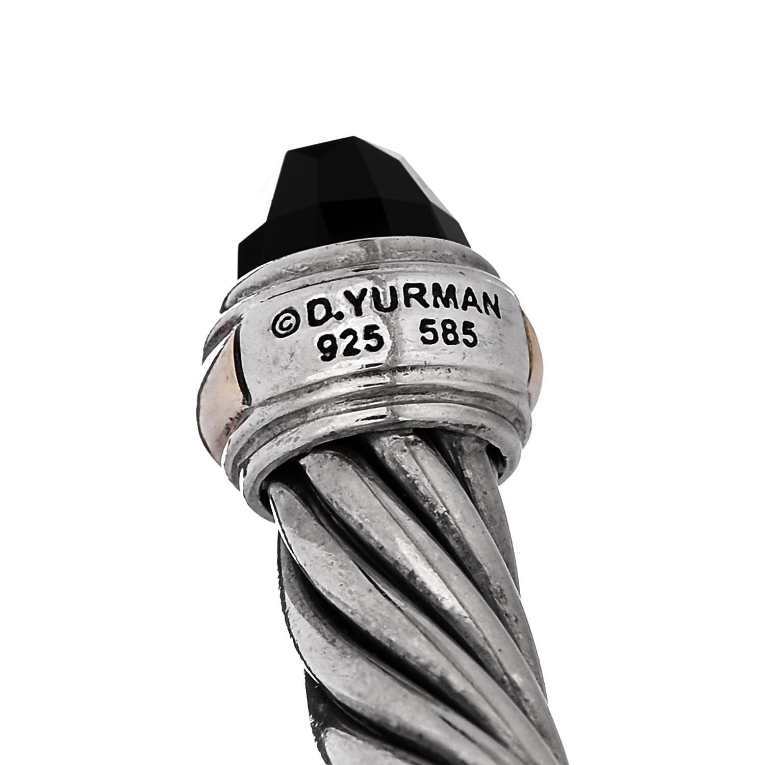 David Yurman Sterling Silver 14K Yellow Gold Black Onyx 7mm Cable Classics Bracelet 3 of 3