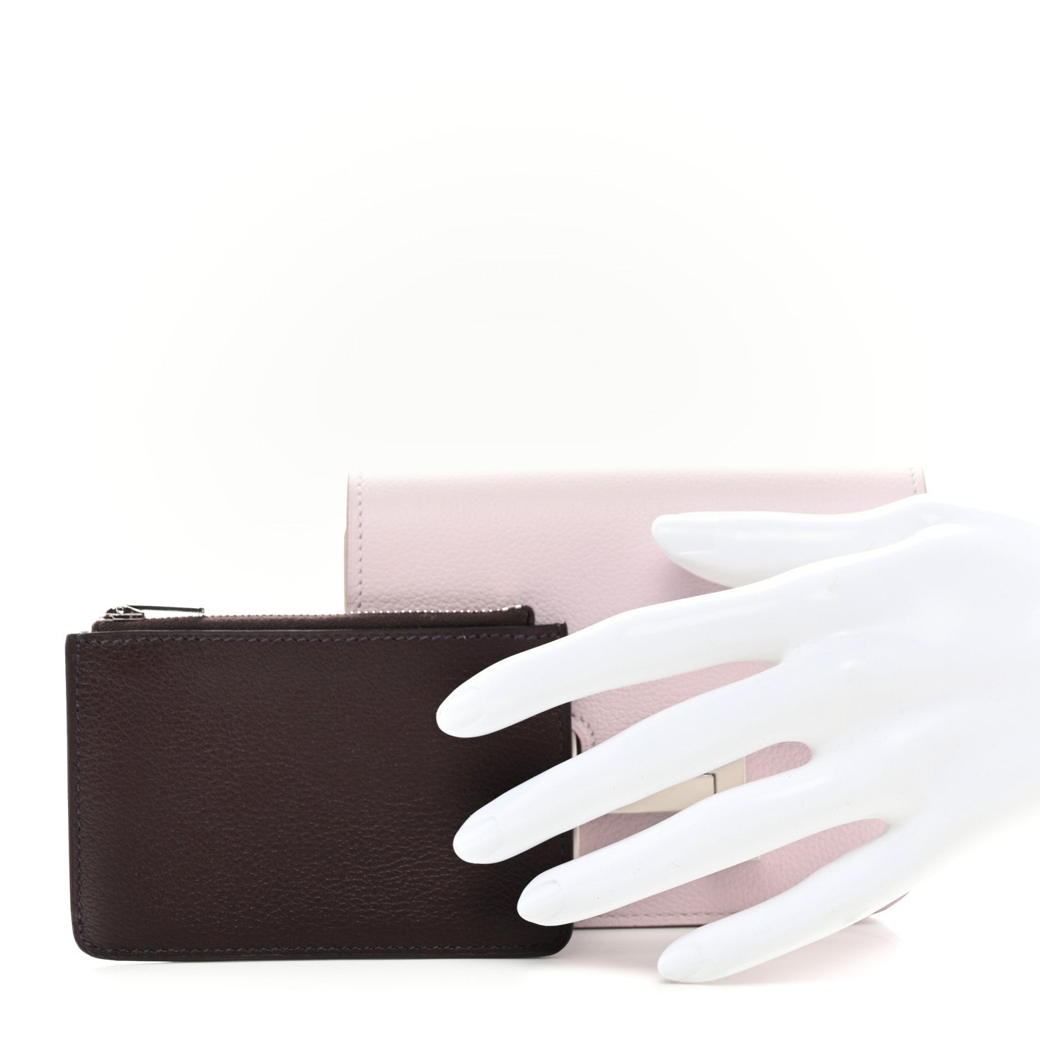 Hermes Evercolor Bi-Color Constance Slim Wallet Mauve Pale Rouge Sellier 2 of 11