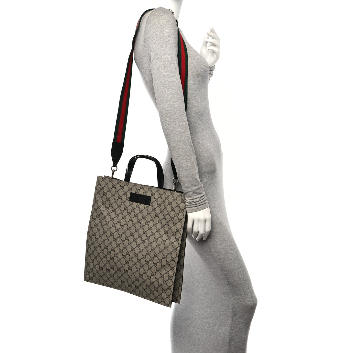 Soft GG Supreme Monogram Web Vertical Tote Black