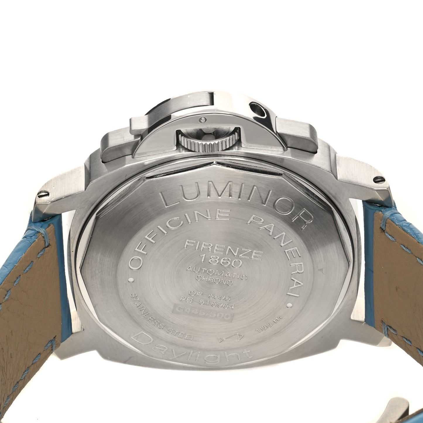 Stainless Steel Alligator 44mm Luminor Daylight Chronograph Automatic Watch White PAM00188