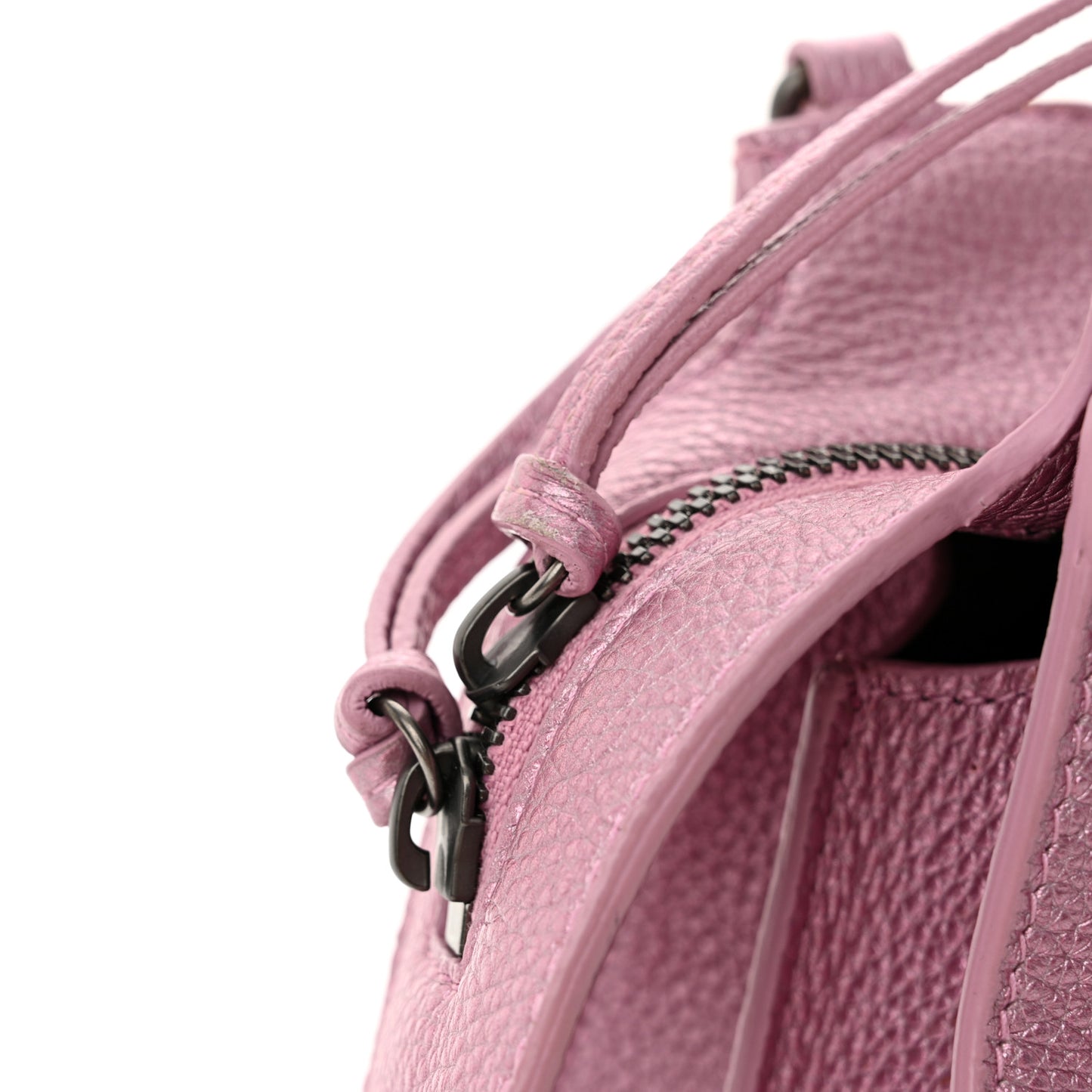 Metallic Grained Calfskin Neo Classic Silver Hardware Mini City Pink