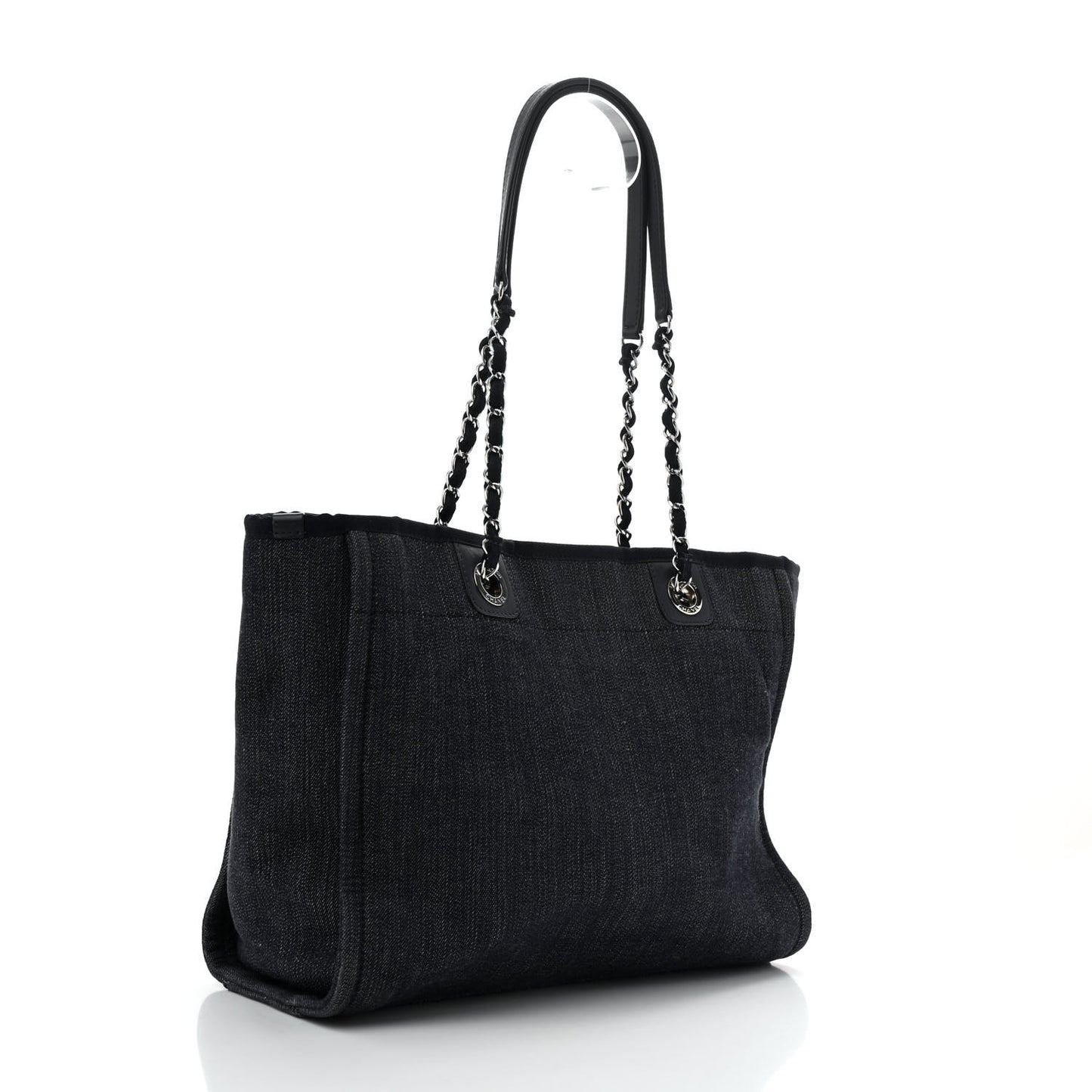 Denim Small Deauville Tote Dark Blue White