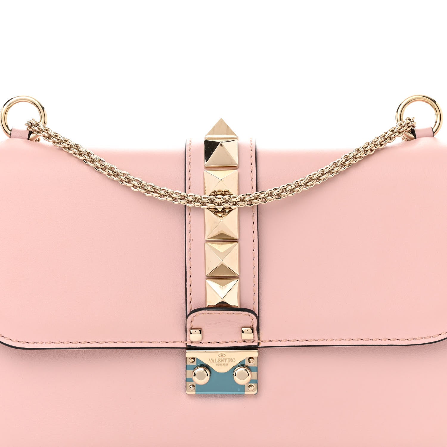Valentino Garavani Vitello Medium Glam Lock Rockstud Flap Water Rose 7 of 11