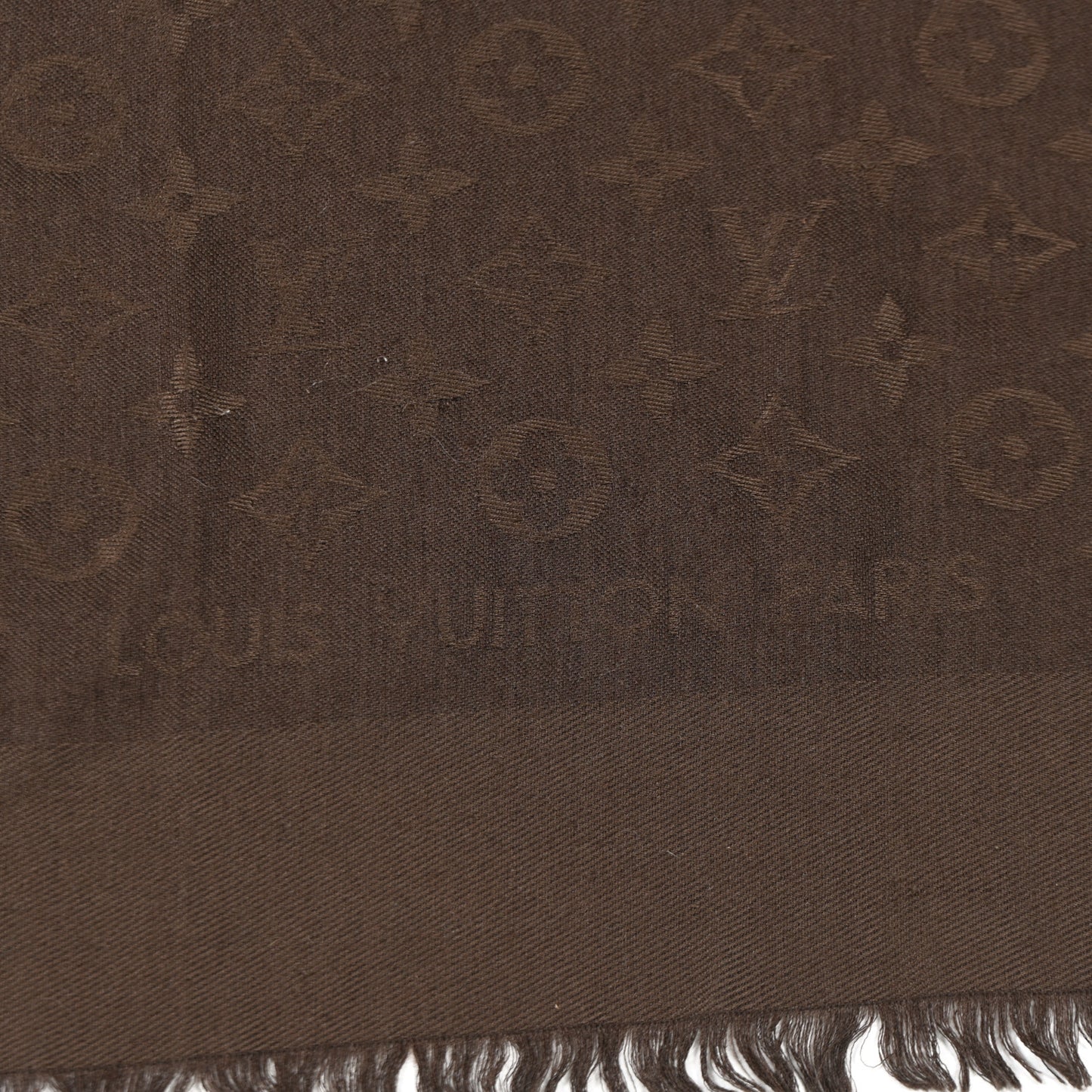 Silk Wool Monogram Shawl Brown