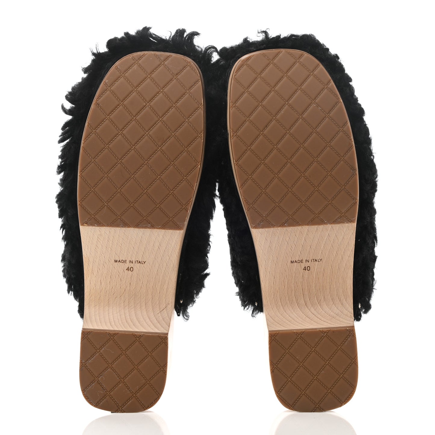 Shearling Lambskin Clogs 40 Black
