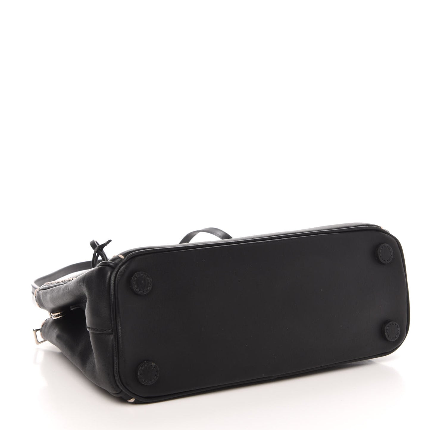 City Calf Mini Hand Stitched Galleria Double Zip Tote Black