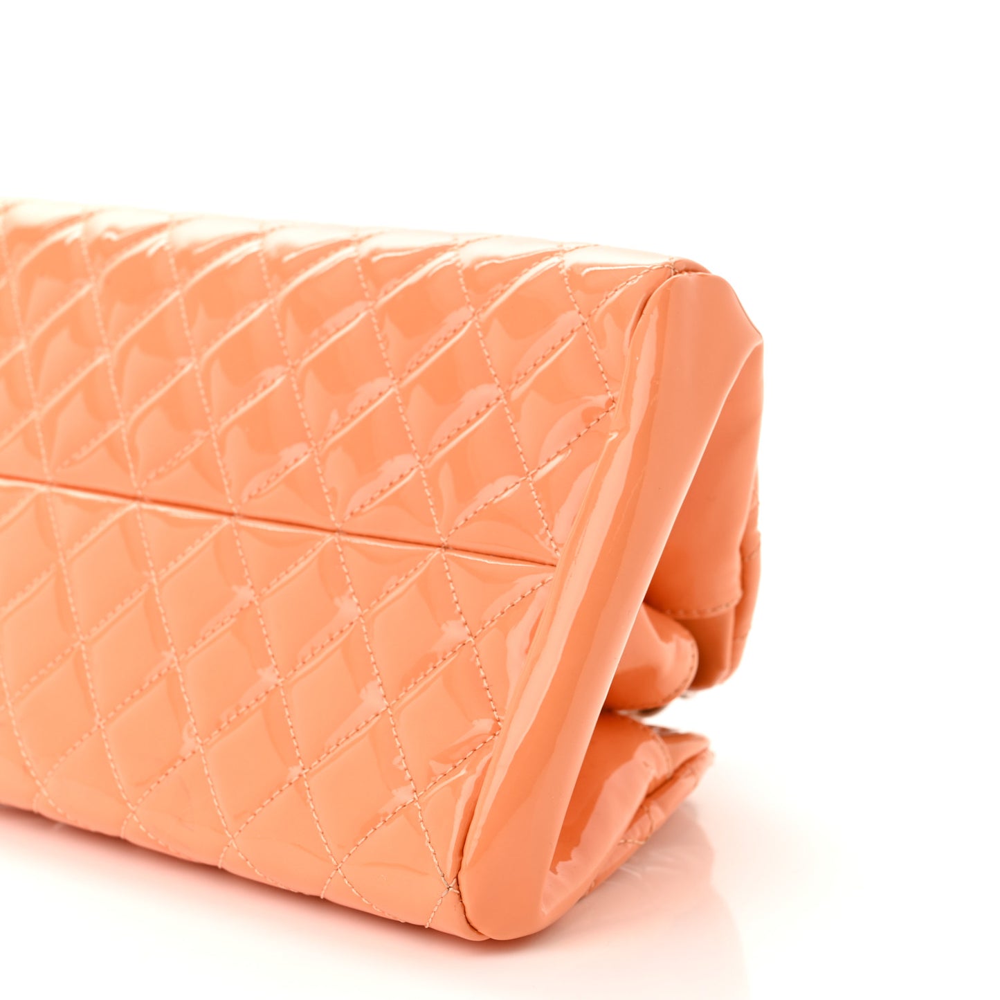 Patent Quilted Medium Just Mademoiselle Bowling Bag Orange