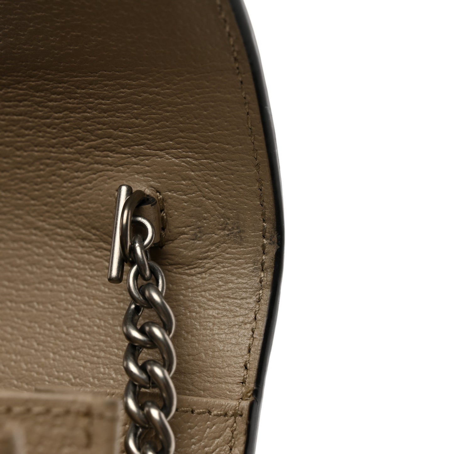 GG Supreme Monogram Textured Dollar Calfskin Mini Dionysus Chain Wallet Beige Mystic White Oatmeal