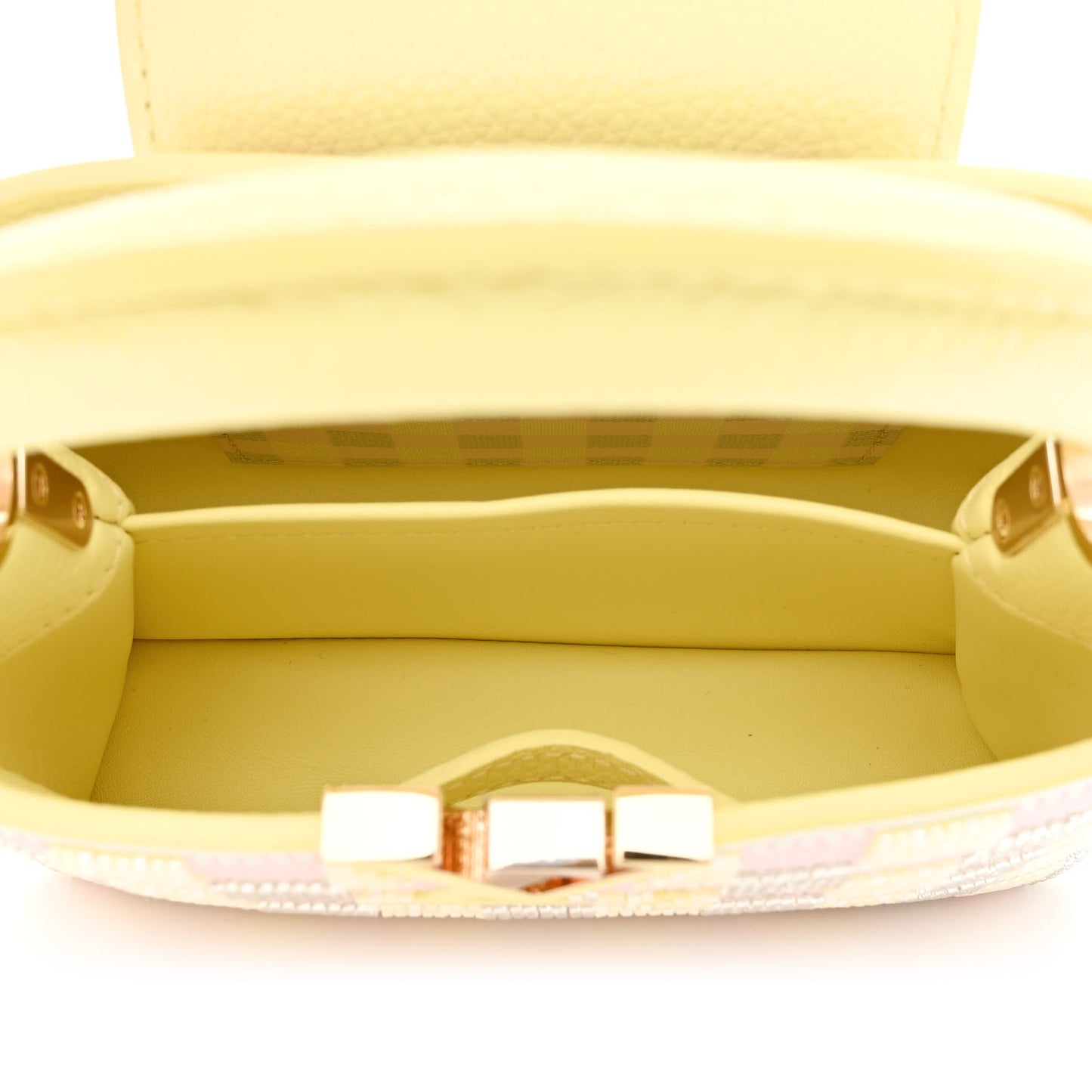 Smooth Calfskin Taurillon Beaded Mini Capucines Yellow Pink