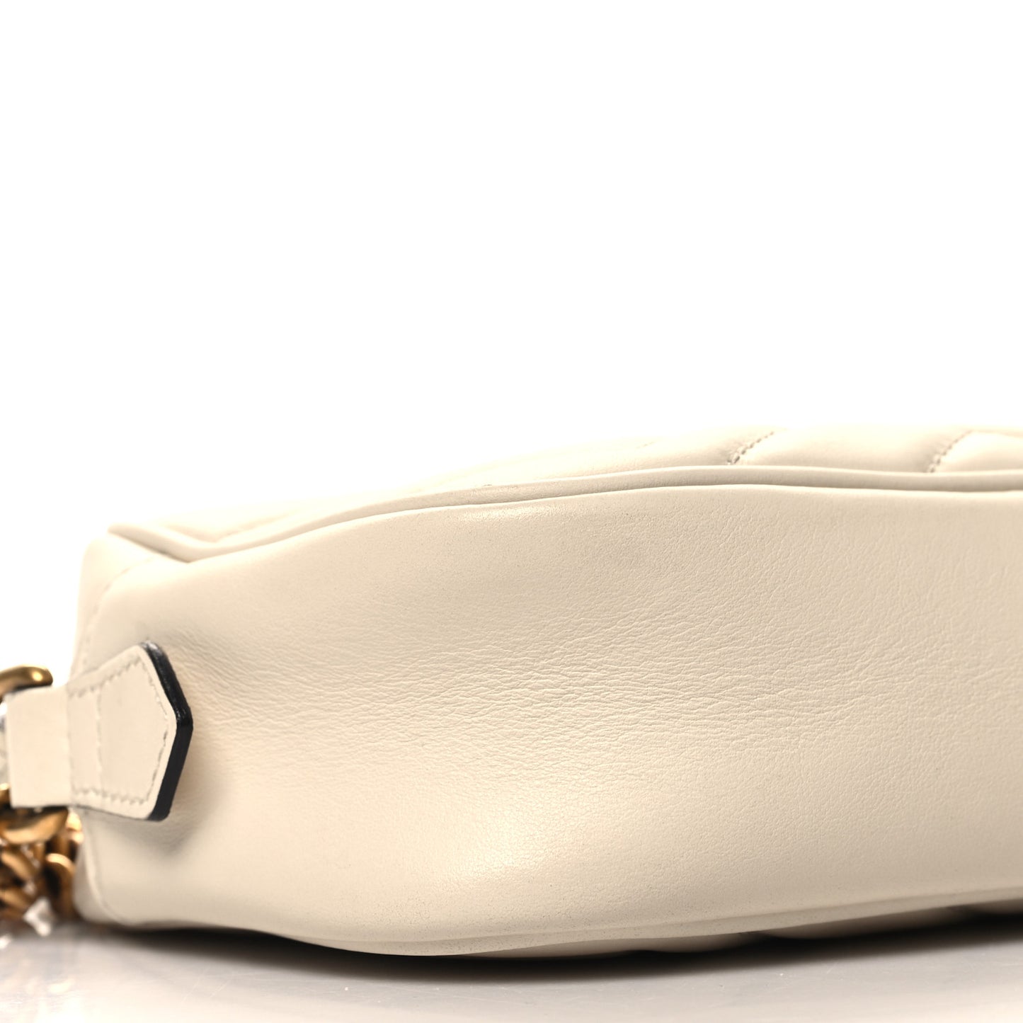 Calfskin Matelasse Mini GG Marmont Chain Shoulder Bag White