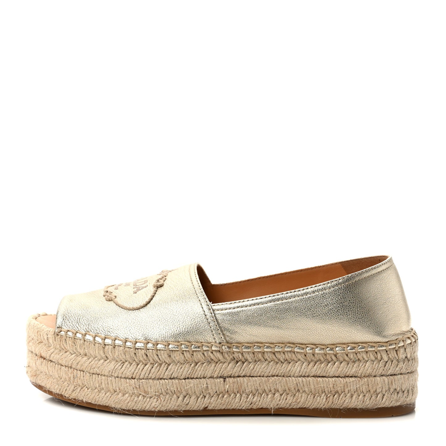 Metallic Nappa Logo Cap Toe Platform Espadrilles 39 Pirite