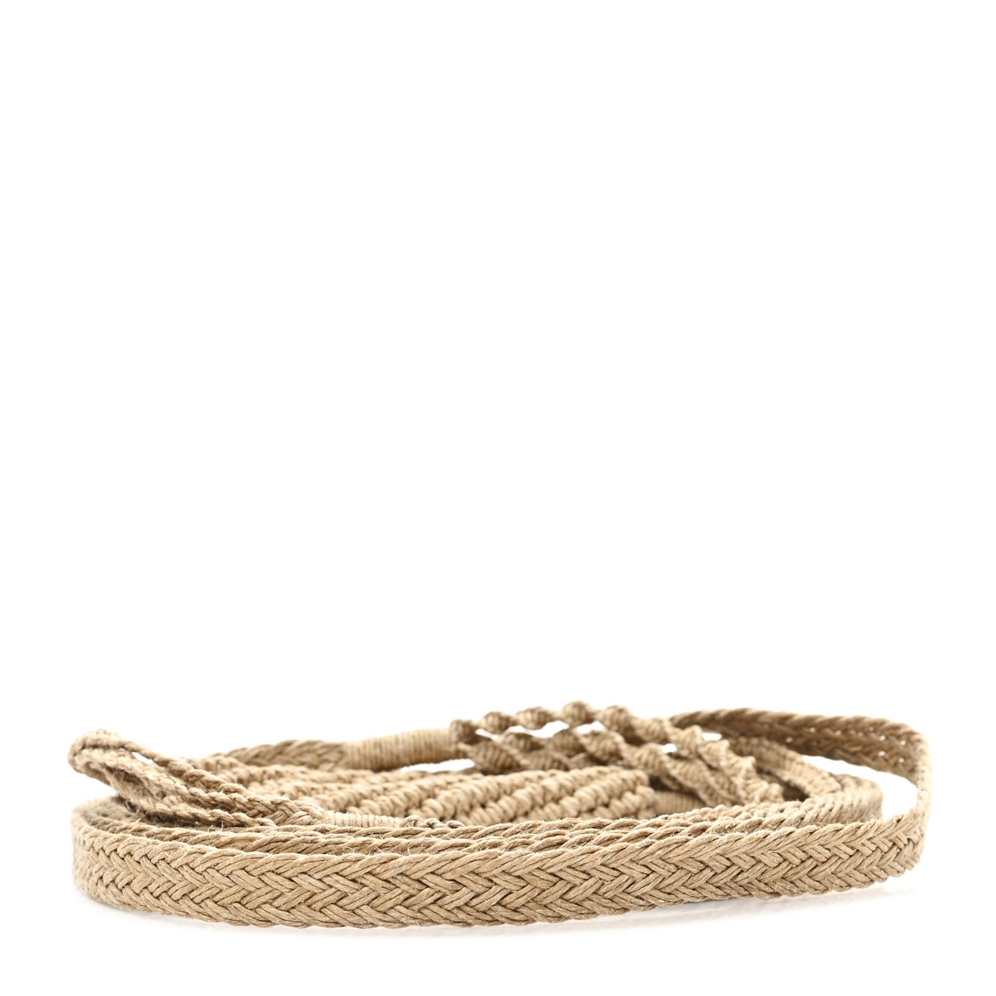 Raffia Woven CD Belt Beige Multicolor