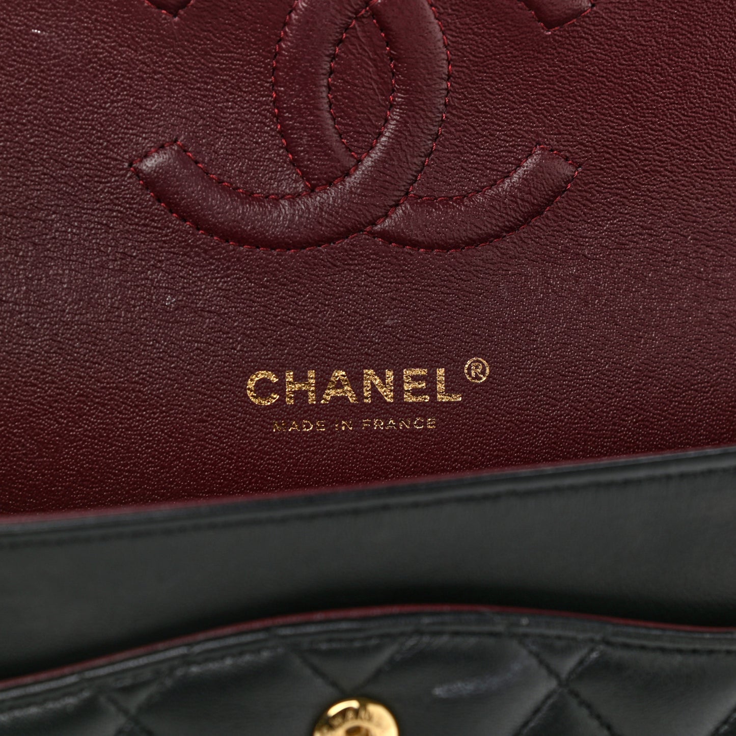 Lambskin Quilted Medium Double Flap Black