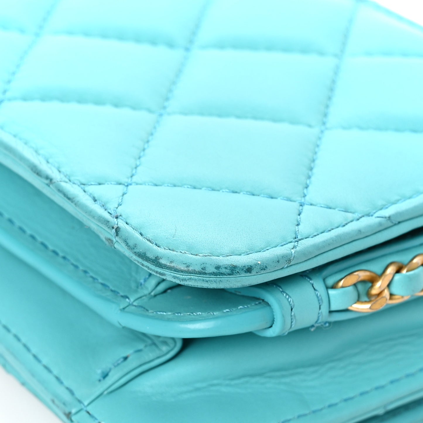 Calfskin Quilted Everyday Chic Single Flap Turquoise